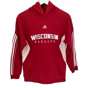 Adidas Wisconsin Badgers Pullover Red Hoodie Hooded Sweatshirt Size Large